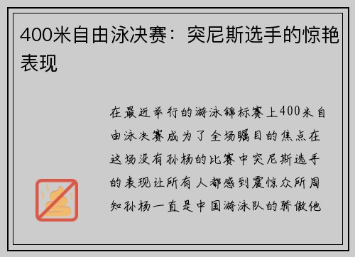 400米自由泳决赛：突尼斯选手的惊艳表现